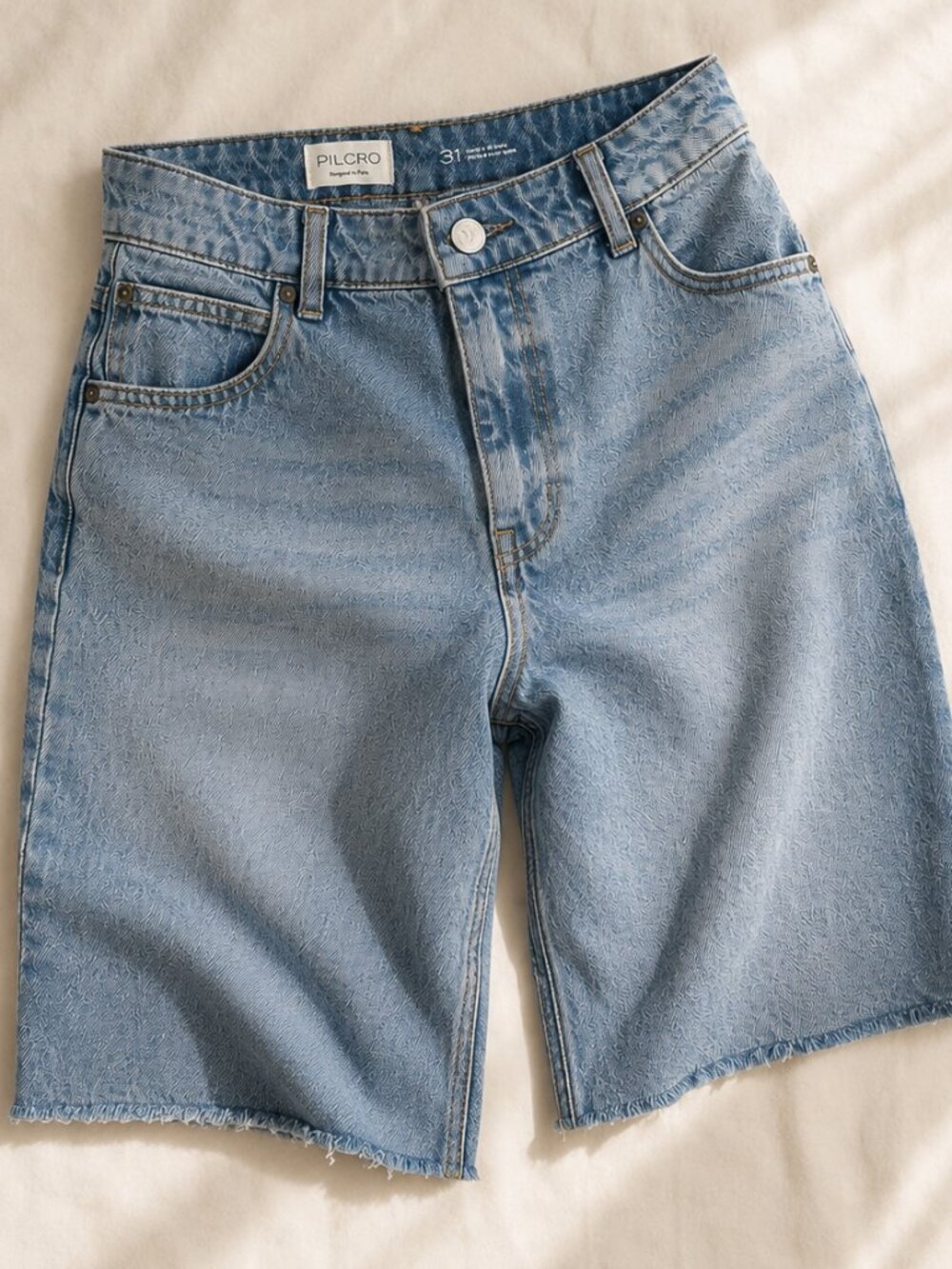 Pilcro Anthropologie Jorts High Rise Light Wash Denim Shorts 31 Button Fly